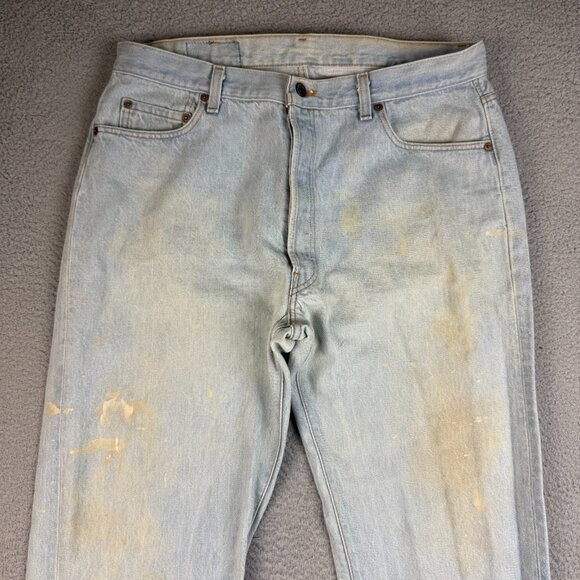 Vintage Levi's 501 Jeans Mens 38x34 Blue 80's Denim THRASHED Workwear Button Fly - Picture 7 of 12